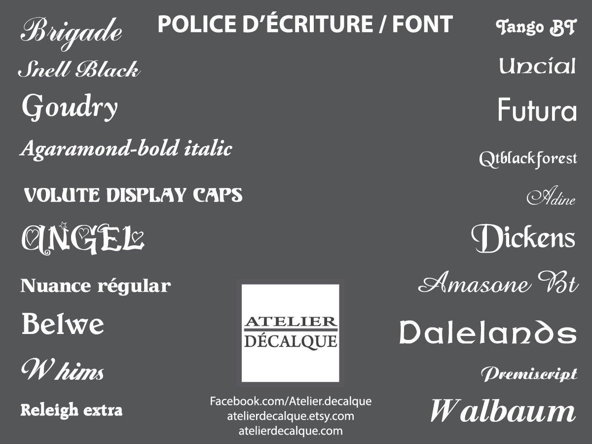 Police écriture pour décalque et lettrage Police écriture pour décalque et lettrage