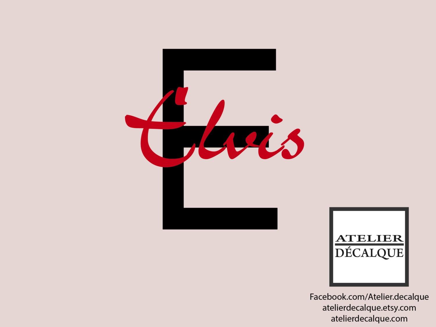 Lettrage décalque nom E Elvis Lettrage décalque nom E Elvis