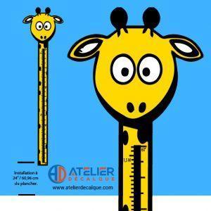 Autocollant mural E-008 – Échelle de croissance de la Girafe – Jaune